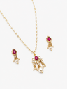 pink kundan lotus necklace set
